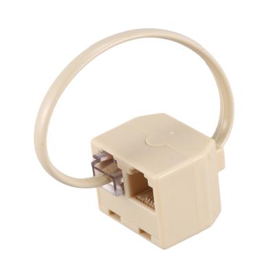 China ABS RJ11 Jack 2 Way Outlet Telephone Modular Line 6P4C Splitter Plug Adapter for sale