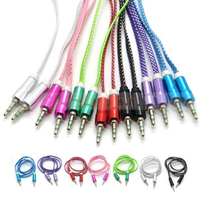 China Devices with a 3.5mm Audio Jack 3.5mm Jack Car Aux Cable Flat Audio Cable with Gold Plated Connector for sale