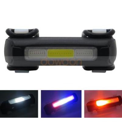 China ABS Plastics Bike Patrs Rechargeable COB Led Safety Warning 3 Color Red Blue White Flashing Rear Bicycle Light for sale