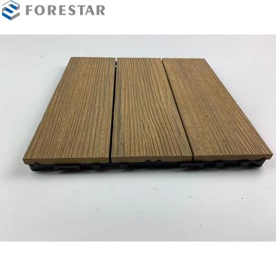 China Waterproof/eco-friendly/UV-resistant/anti-water/non-slip/easy install new easy click coextruded interlocking diy wpc decking tiles outdoor wpc deck tiles UV resistant composite tiles for sale