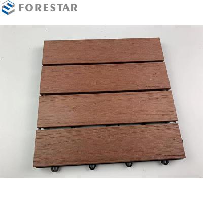 China Waterproof/eco-friendly/UV-resistant/anti-water/non-slip/easy install teak new color UV resistant exterior wpc tiles diy coextruded composite tiles exterior wall cladding wood tiles for sale