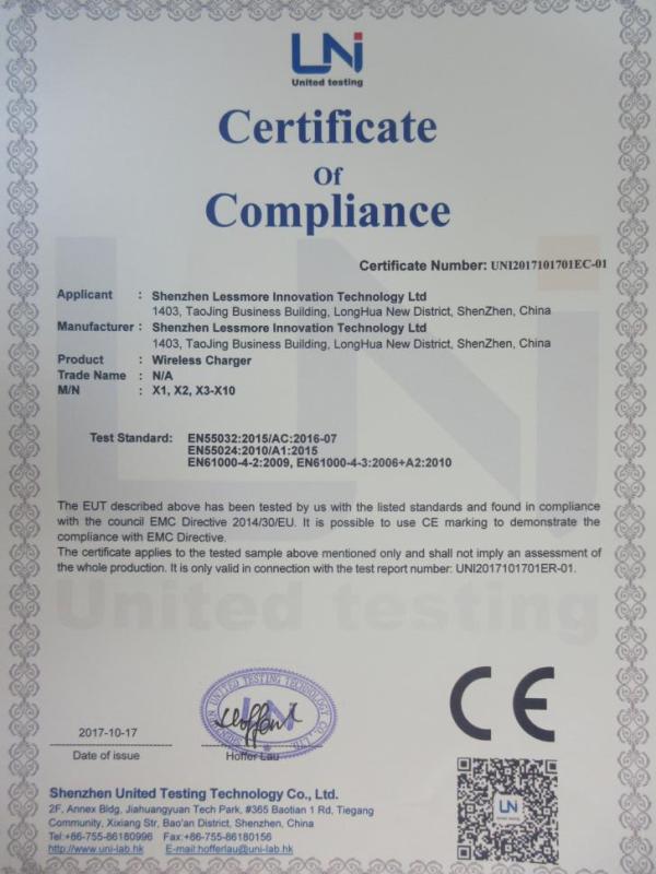 CE - Shenzhen Lessmore Innovation Technology Ltd.