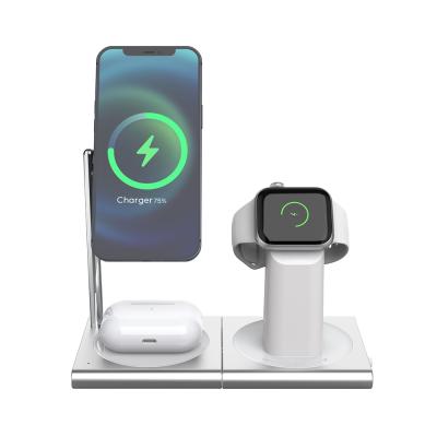 China Magnetic Connect Newest 15W Magnetic Charger 3 IN 1 Wireless Charger Charging Pro Phone 12 Fast Charger for sale