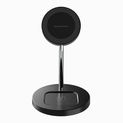 China Magnetic Connect Magnet Charger Stand For Iphone 12 Series Wireless Charger Stand 2 In 1 Wireless Charging Stand for sale