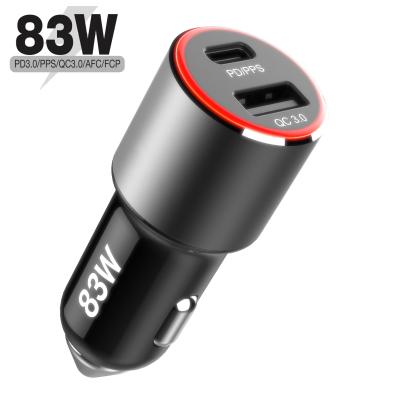 China New Design 83W Car Charger PD/PPS USB C USB Car Phone 83W Car Charger Super Fast Car Charger Plug Palladium Car Charger for sale