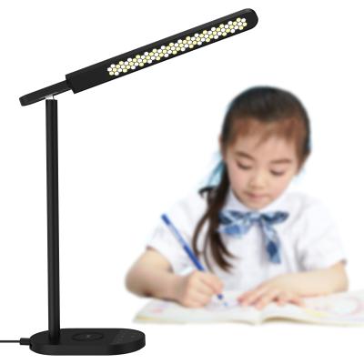 China Qi Charger Table Lamp Multifunctional 5 Modes Brightness LED Reading Wireless Eye-Care Desk Lamp With Wireless Charging for sale