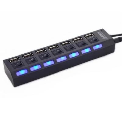 China 7 in 1 2021 New 7 Ports High Speed ​​USB Hub 2.0 Hub Adapter USB Multi On/Off Switch Portable USB Splitter for Computer Laptop for sale