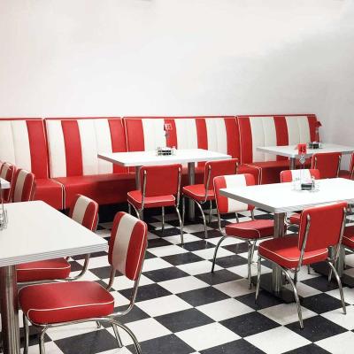 China Custom Classic American 1950s Diner Furniture Mid Century Retro Set Retro Red and White Bel Air Restaurant Table and Chairs for sale