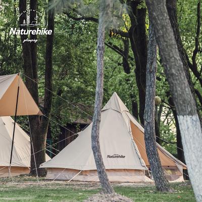 China Straight Tying Type Naturehike Light Up Teepee 6.4 Pyramid Tent Outdoor Luxury Cotton Canvas Glamping Bell Tent for sale