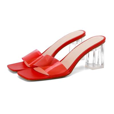 China New Outdoor Sandals 2022 Fashion Trend Women's Slippers Custom Made Heel Transparent Sexy High Heel Slippers Sandals for sale