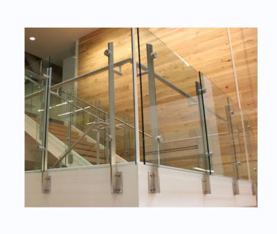 China Supermarket Staircase Balustrades Balconies Railing Round Post Framed Glass Balustrade for sale