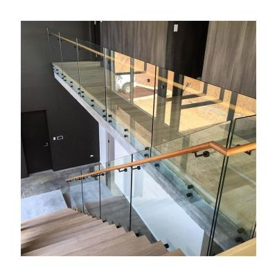 China Supermarket Frameless tempered glass railing Ultra Clear laminated glass standoff stair balcony balustrade for sale