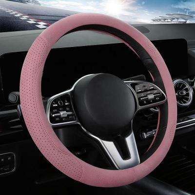 China Perfectly Fit Genuine Leather Steering Wheel Covers for Passionate Car Steering Wheel with Elegance Leather Black Classic Universal Color Wheel Covers for sale