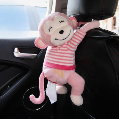 China Cute Hanging Boxcar Mounted Home Car / Cartoon Tissue Holder Use Cute Cartoon Monkey Tissue Box for Car for sale