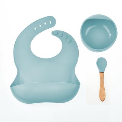 China C'dear Dropshipping Viable Wholesale Customized BPA Free Waterproof Silicone Bib Set Baby Feeding Supplies for sale