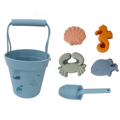 China Funny C'dear Beach Sand Toy Soft Beach Toy Silicone Beach Toys Set //6 Piece Children Summer Outdoor Silicone Sand Bucket for sale