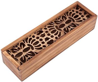 China Schools & Desktop Organizer Removable Cover Offices Stationery Storage Sliding Lid Wooden Pencil Case for sale