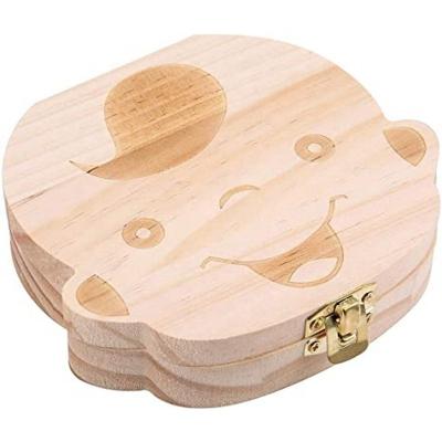 China Folk Art Baby Boy Teeth Keepsake Box Tooth Fairy Packaging Keepsake Box Wooden Baby for sale