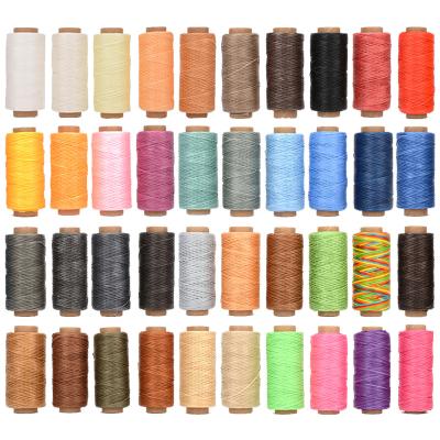 China Waterproof Wholesale Optional Colors Handmade Wax Leather Sewing Flat Thread for sale