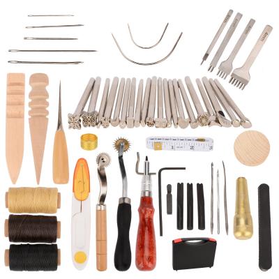 China DIY Leather Craft 59pcs Per Set Crafting Handmade Working Tools Leather Sewing Set for sale