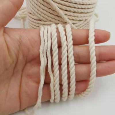 China Customized Sustainable 3mm 4mm - 20mm Single Strand Twisted Colors Macrame Cotton Rope for sale