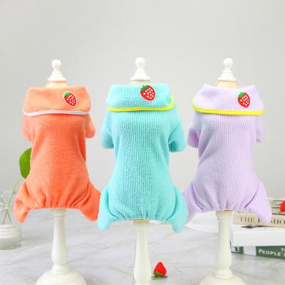 China Good Quality Good Quality Cheap Dog Jumpsuit Candy Color Solid Soft Fleece Free Pet Clothes Wholesale Patterns Designer Dog Clothes for sale