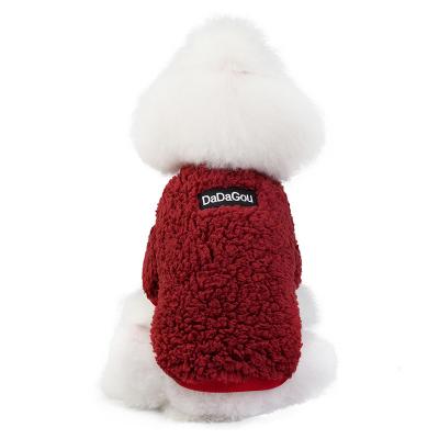 China Sustainable Pet Apparel Cat Dog Clothes Double Sided Plush Fleece Vest Jacket Pullover Winter Pet Sweater Clothes for sale