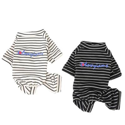 China Viable Wholesales Pet Apparel Fashionable Warm Comfortable Four-legged Doggie Stripe Doggie Stripe House Clothes Thick Small Dog T-shirt for sale