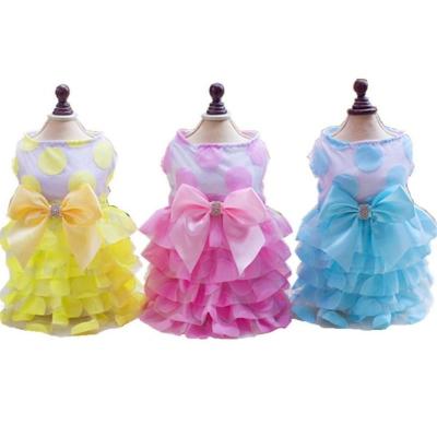 China New Summer Wedding Pet Princess Skirt Bowknot Floral Small Dog Viable Dresspet Clothes Dog Clothes Summer Cotton Puppy Dress for sale