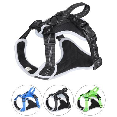 China Wholesale Reflective Dog Leash Collars Adjustable Pet Harness Set Reflective Explosion Proof Dog Harness And Leash Dog Vest for sale