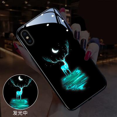 China Creative Wholesale Accessories Anti-fall Back Cover Shape Tempered Glass Luminous Light Up Phone Case For Iphone 11pro Max 12pro X Max for sale