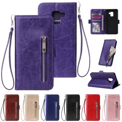 China With Card Slots For Samsung Galaxy J3 J4 J5 J6 J7 J8 plus 2017 2018 Wallet Leather Case Fashion Zipper Flip Stand Cover Mobile Phone Bags for sale