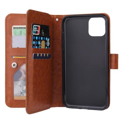 China Multi-karal Leather Wallet Case Flip Case For iPhone 12 Mini 11 Pro XS X Max XR 6 6S 7 8 Plus Case Wallet Card Slot Phone Cover For IPhone SE 2020 for sale