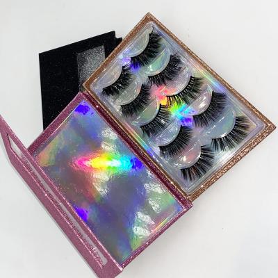 China Long Natural 3/5/10 Pair Of 3d Mink Eyelashes Box Book Wholesale Vendors Custom Self Owned Brand Eyelash Packaging Book for sale