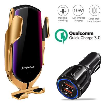 China Car Mount 10W Qi Auto Fast Charging Car Charger Mount 10W Qi Wireless Car Holder Phones Holder SHANPIN Car Accessories Fast Charging Sets for sale