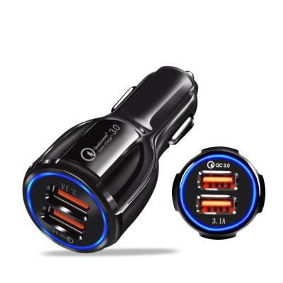 China 2021 Cyberpunk SHANPIN 30W QC3.0 2 USB CAR Charger Car Accessories Bestsellers accesorios de autos other auto electronics for sale