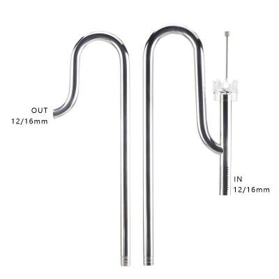 China Viable Aquarium 304 Stainless Steel Metal Lily Pipe Inlet and Outlet Hose Tube with Oil-film Skimmer Set for sale