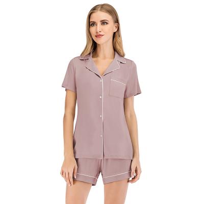 China Wholesale QUICK DRY Ladies Short Sleeve Shorts Lounge Wear Women 100% Cotton Macting Sleepwear High Quality Pajamas for sale