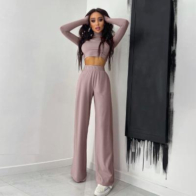 China Hot Selling Zari Solid Club Long Sleeve Long Pants Women Breathable Clothing Swear Elegant Casual Sets Vetements Sets for sale