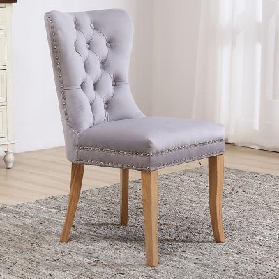 China Partner Best Seller Modern American Style Vintage Tufted Ring Back Button Dining Chair Wood Velvet Upholstered for sale