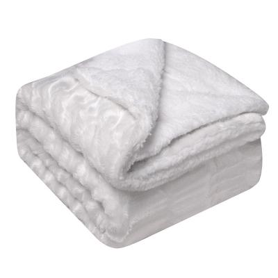 China Simple Hot Selling Comfy Printed 100% Polyester Ripple Sherpa Blanket for sale