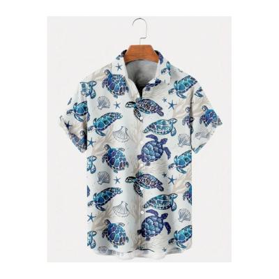 China Anti-pilling Homme Men Sea Turtle Hawaiian Quick Dry Hawaiian Tropical Holiday Beach Shirts Print Short Sleeve Tshirt for sale