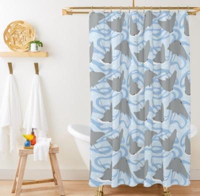 China Sustainable 004 3D Custom printing Waterproof bathroom sets with shower curtain for sale