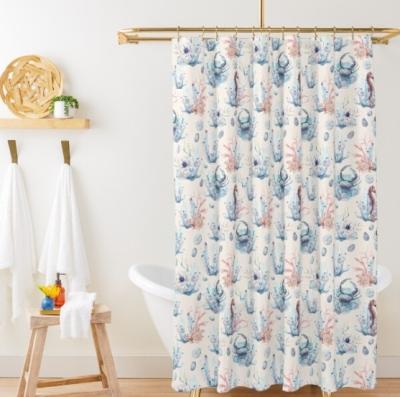 China Sustainable 005 3D Custom printing Waterproof bathroom sets with shower curtain for sale