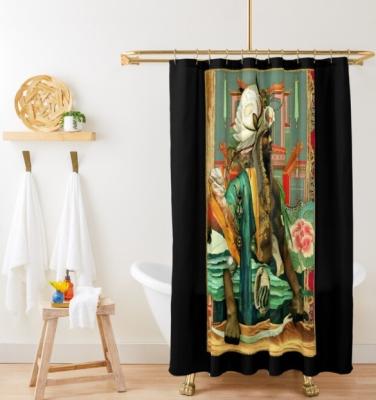 China Sustainable 009 3D Custom printing Waterproof bathroom sets with shower curtain for sale