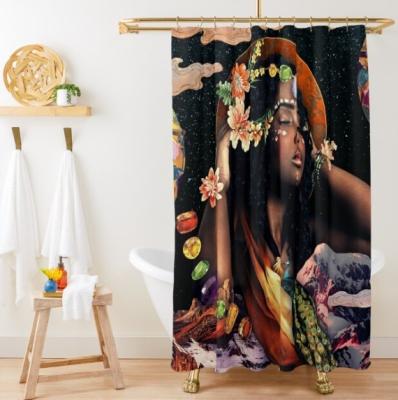 China Sustainable 010 3D Custom printing Waterproof bathroom sets with shower curtain for sale