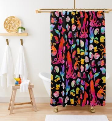 China Sustainable 004 polyester Customized print curtain waterproof 3D Digital PrintingWaterproof shower curtain hot sale for sale