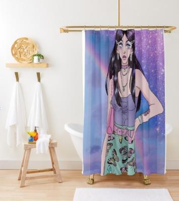 China Sustainable 002 3D digital printed bathroom waterproof and mildew proof shower curtain for sale