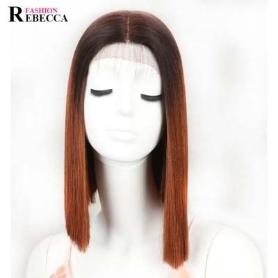 China Popular Rebecca Wholesale Long Lace Body Wave Synthetic Front Wig Silky Straight Synthetic Hair for sale