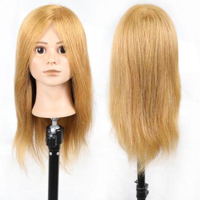 China Training Head Doll Mannequin Dummy Head Wave Mannequin Cosmetology 100% Real Hair Salon Silky Straight Barber Practice Shoulderless Mannequin for sale